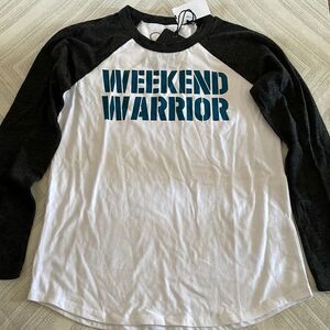 Chaser Boys Raglan White & Grey ‘Weekend Warrior’ Long Sleeve Shirt Size 14